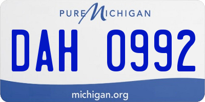 MI license plate DAH0992