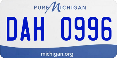 MI license plate DAH0996