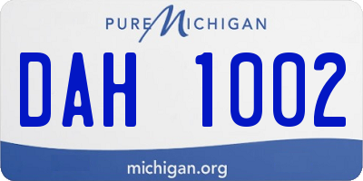 MI license plate DAH1002