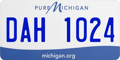 MI license plate DAH1024