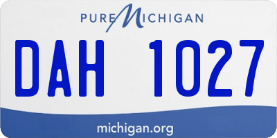 MI license plate DAH1027