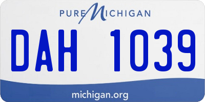 MI license plate DAH1039