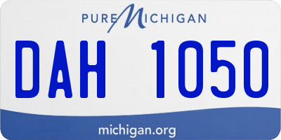 MI license plate DAH1050