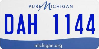 MI license plate DAH1144
