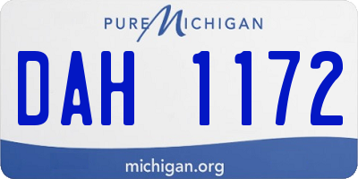 MI license plate DAH1172