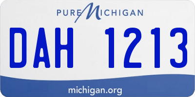 MI license plate DAH1213