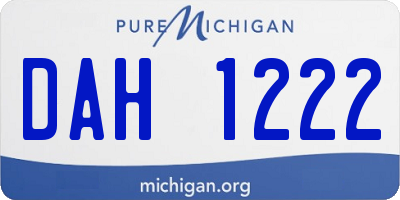 MI license plate DAH1222