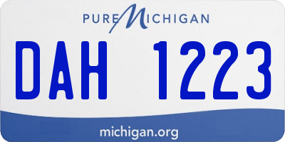 MI license plate DAH1223