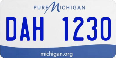 MI license plate DAH1230