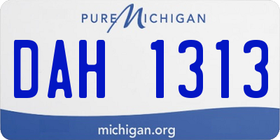 MI license plate DAH1313
