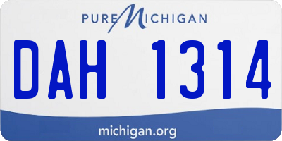 MI license plate DAH1314