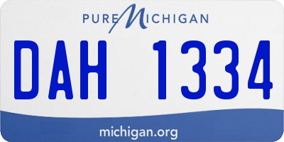 MI license plate DAH1334