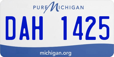 MI license plate DAH1425