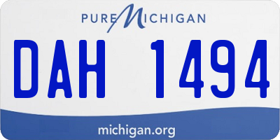MI license plate DAH1494