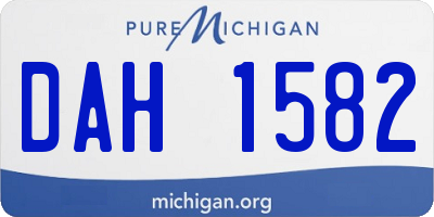 MI license plate DAH1582