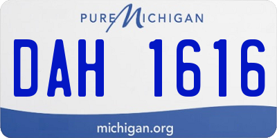 MI license plate DAH1616