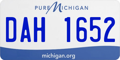MI license plate DAH1652