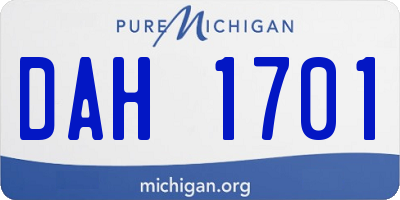 MI license plate DAH1701