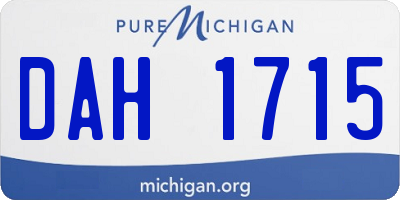MI license plate DAH1715