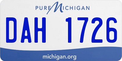 MI license plate DAH1726