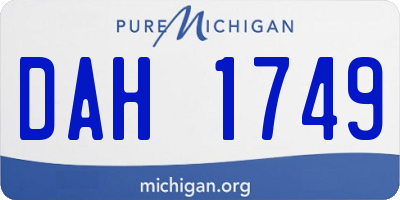 MI license plate DAH1749