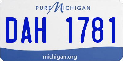 MI license plate DAH1781