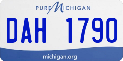MI license plate DAH1790