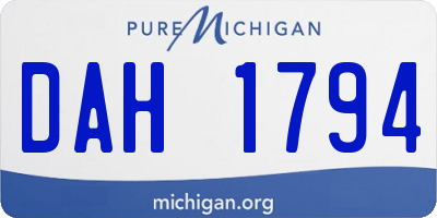 MI license plate DAH1794