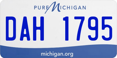 MI license plate DAH1795
