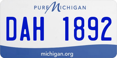 MI license plate DAH1892