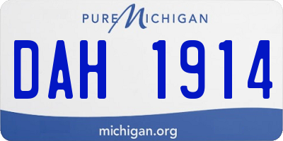 MI license plate DAH1914