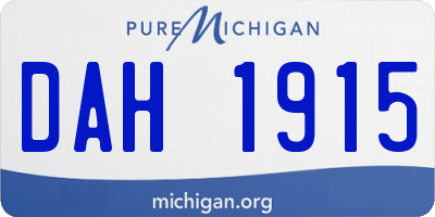MI license plate DAH1915