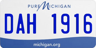 MI license plate DAH1916