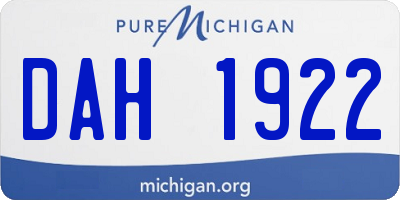 MI license plate DAH1922