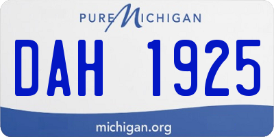 MI license plate DAH1925