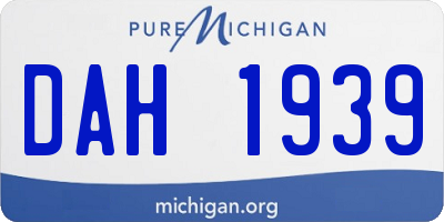 MI license plate DAH1939