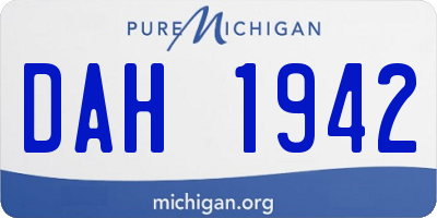 MI license plate DAH1942