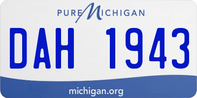 MI license plate DAH1943
