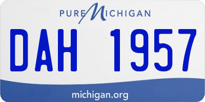 MI license plate DAH1957