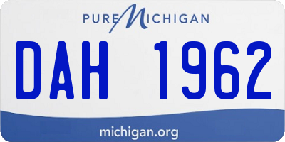 MI license plate DAH1962