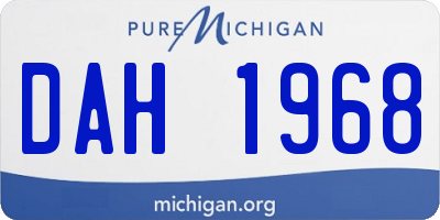 MI license plate DAH1968