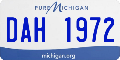 MI license plate DAH1972
