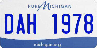 MI license plate DAH1978