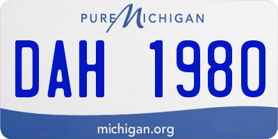 MI license plate DAH1980