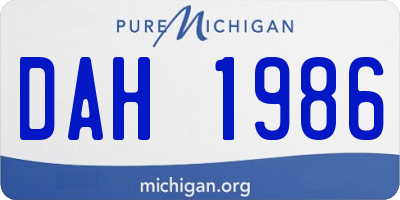 MI license plate DAH1986