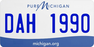 MI license plate DAH1990