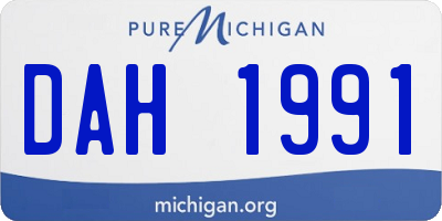 MI license plate DAH1991
