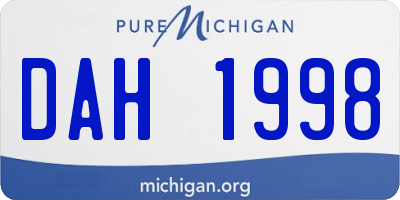 MI license plate DAH1998