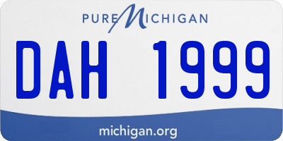 MI license plate DAH1999