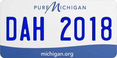MI license plate DAH2018